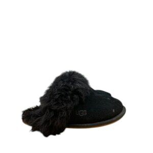 UGG Women’s‎ 6 Black Shearling Slippers Fluffy Cozy Slip-On Furry Indoor Comfort